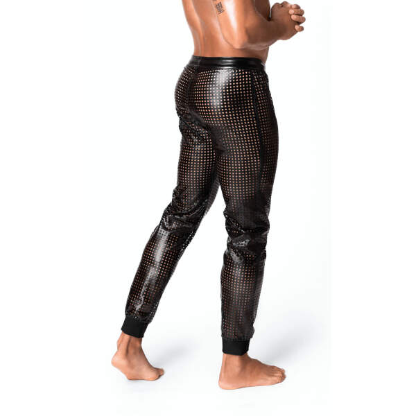 Noir Handmade - H078 - Mayhem - Long Pants - Broek -  Geperforeerd Wetlook - Zwart - Afbeelding 3