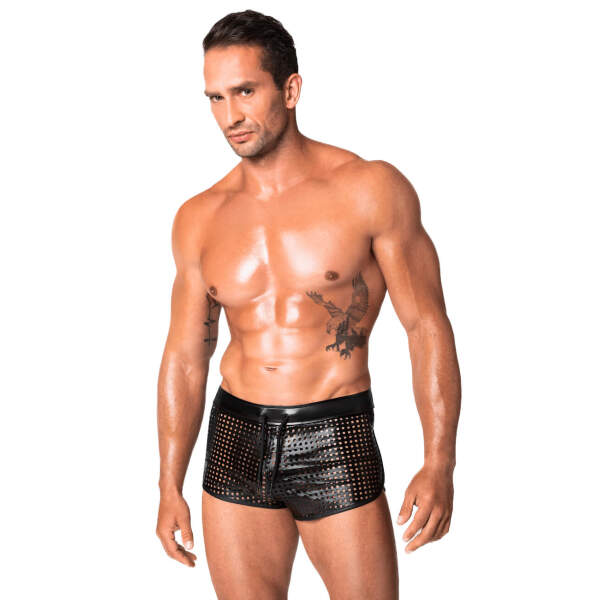 Noir Handmade - H079 - Mayhem - Shorts - Geperforeerd Wetlook - Zwart - Afbeelding 4
