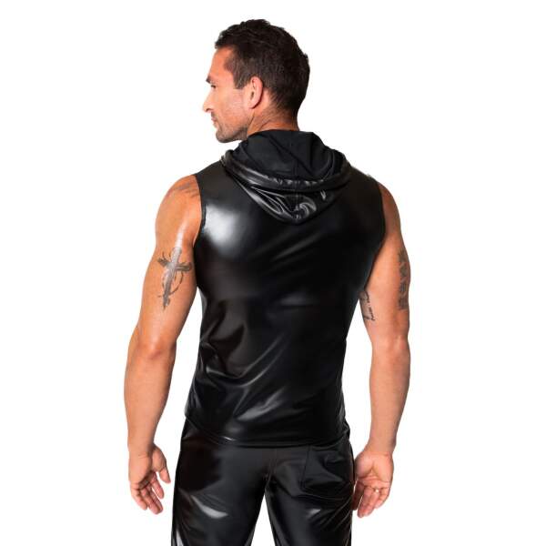 Noir Handmade - H081 - Frenzy - Sleeveless Hoodie - Capuchon - Wetlook - Zwart - Afbeelding 3