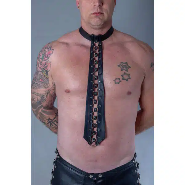 Leren Stropdas met Ringen - Bizonder