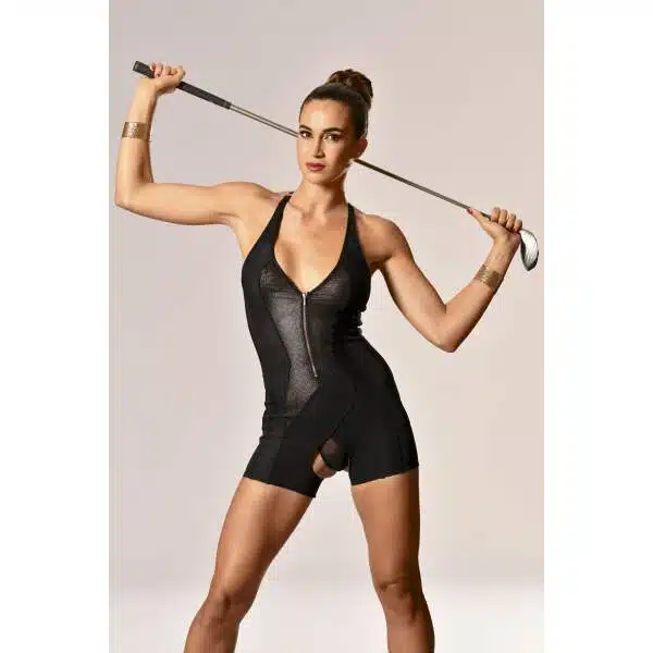 Impudique by Charlotte Catanzaro - Auguste Playsuit - Shapewear - Open Kruisje - Zwart