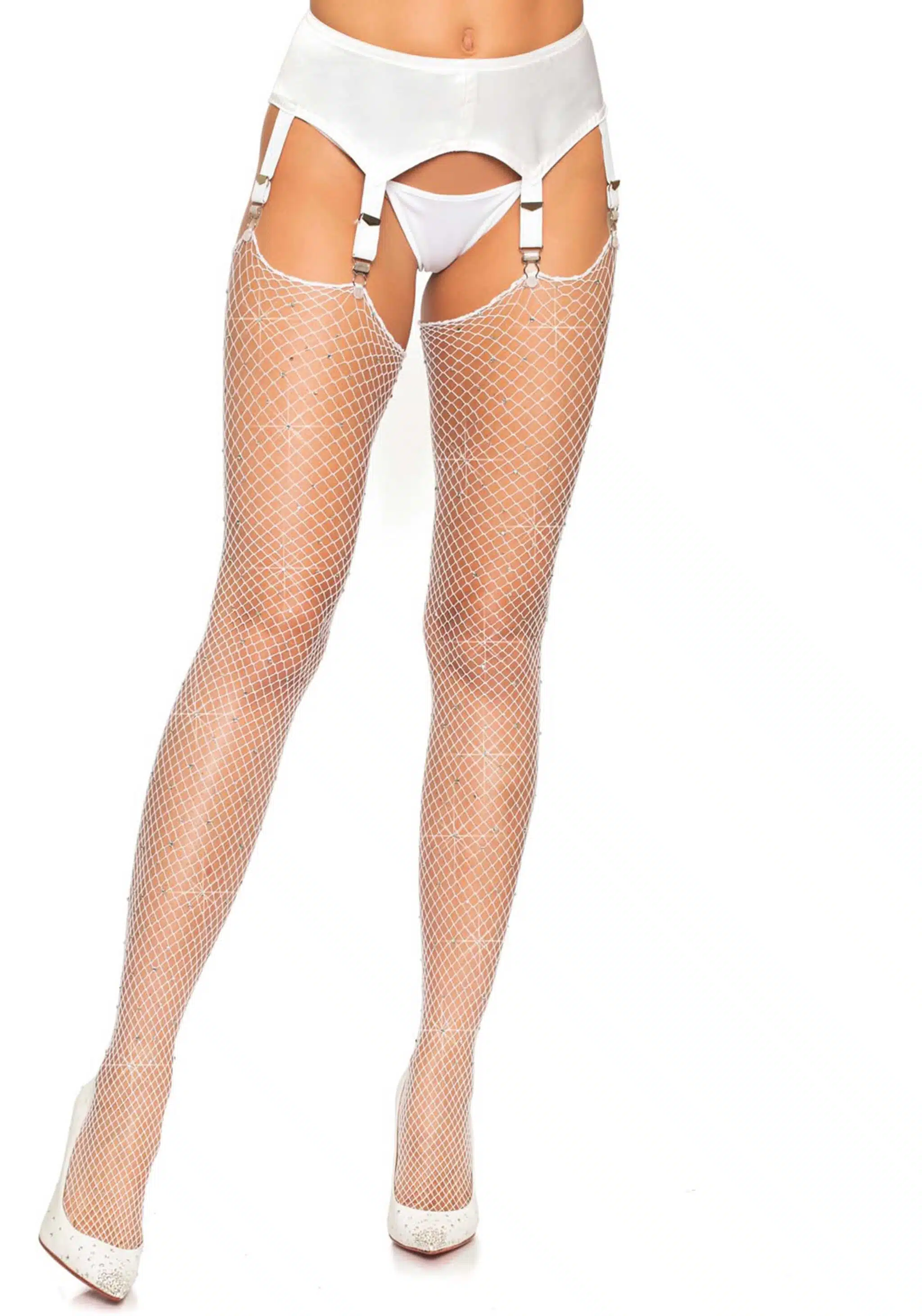 Leg Avenue - Kousen - Visnet - Strass - One Size - Wit