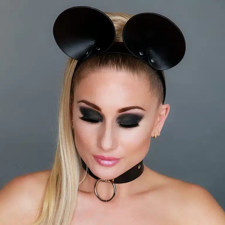 Kinky Diva - Mouse Ears - PU Leer - Zwart - Zilver - Afbeelding 3