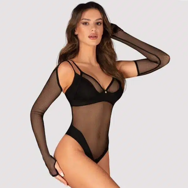 Obsessive - Nesari - Handschoenen - Vingerloos - met Schouderstrap - Gaas - Zwart