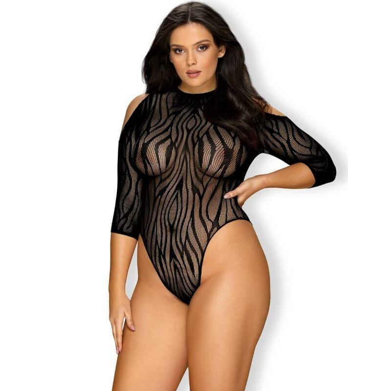 Obsessive - B130 Teddy - Body - Zebra Patroon - Zwart - Afbeelding 3