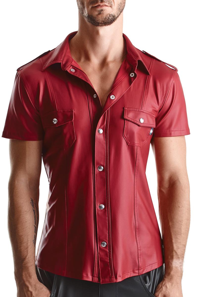 Regnes Fetish Planet - Shirt - Kraag - Wetlook - Rood