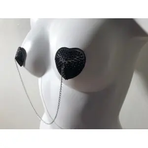 Tepelplakker Hart Zwart met Ketting