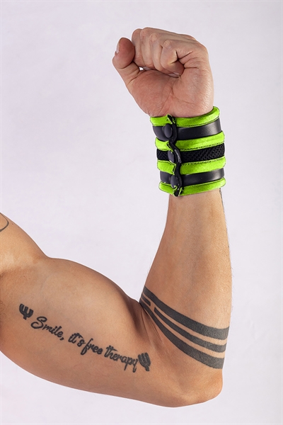 Mr. B - Pols Wallet - Zip - Neopreen - Zwart met Fluo Groen - Afbeelding 4