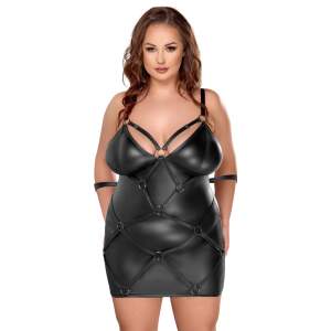 Cottelli Collection - Jurk Bondage - Cup Ritsen - Ringen - Wetlook - Zwart