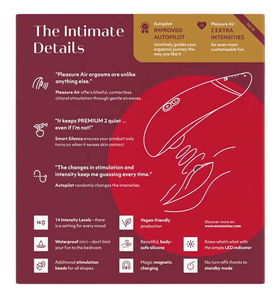 Womanizer - Premium 2 - Clitoris Vibrator - Luchtdruk - Rood - Afbeelding 5
