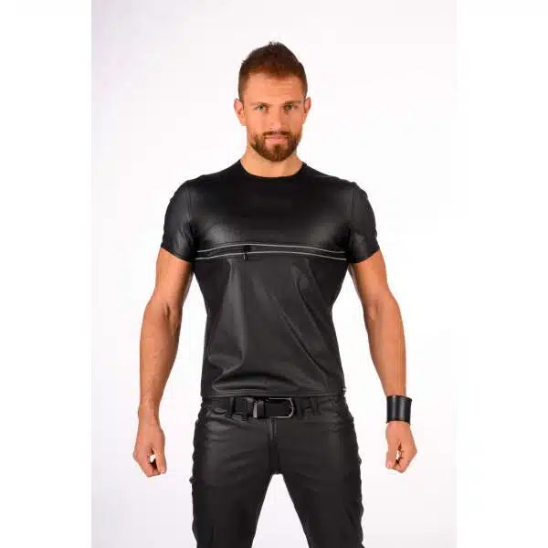 Benno von Stein - Shirt Tyraxo - Reflecterende Lijnen - PU-leer - Zwart