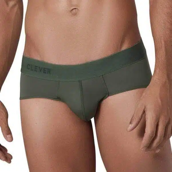 Clever Moda - Basis Classic Brief - Lycra - Brede Band - Groen