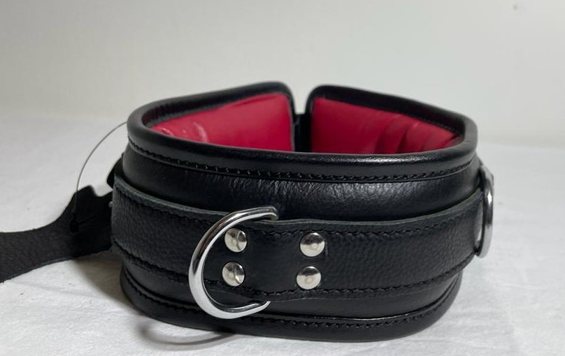 Boeienset - Pols - Enkel - Collar - Leer - Zwart - Rood - Afbeelding 4