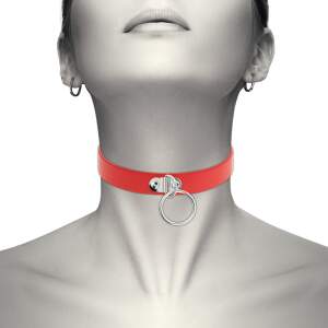 Coquette - Choker - Ring - Kunstleer - Rood