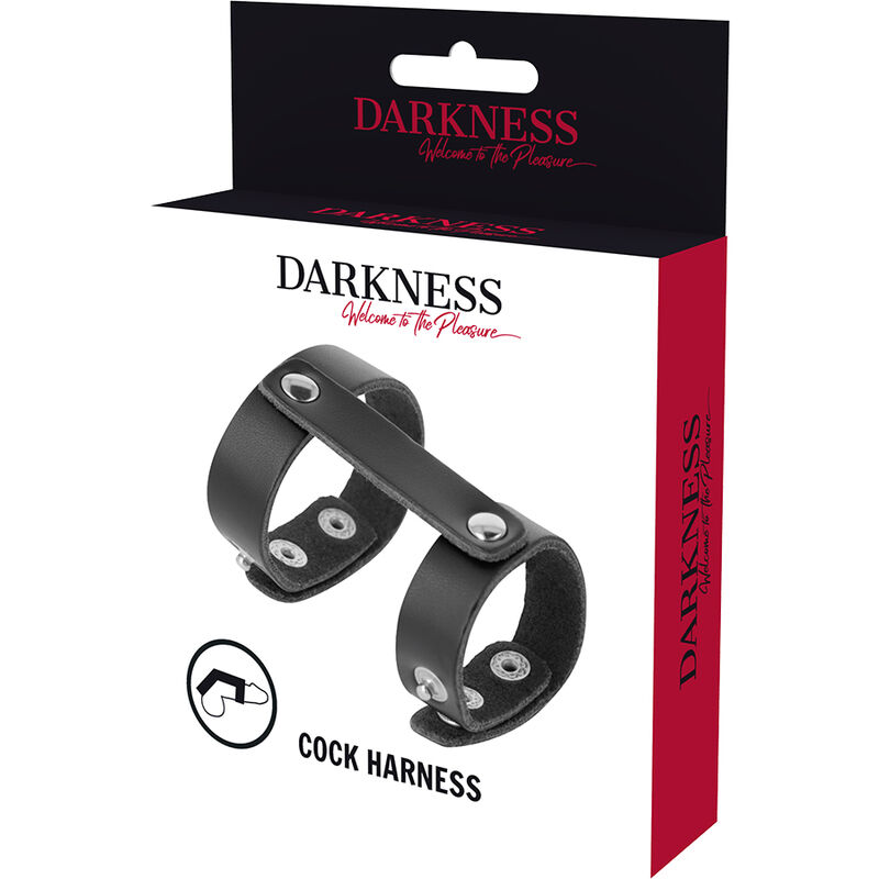 Darkness - Cock Harnass - 2 Ringen - PU-Leer - Zwart - Afbeelding 4