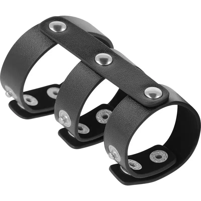 Darkness - Cock Harnass - 3 Ringen - PU-Leer - Zwart