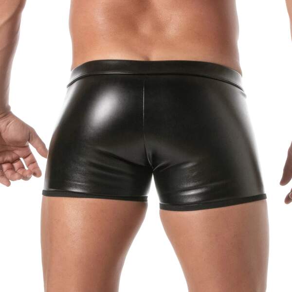 TOF PARIS - Kinky Bondage Boxer - Short - Vetersluiting - PU-leer - Zwart - Afbeelding 3