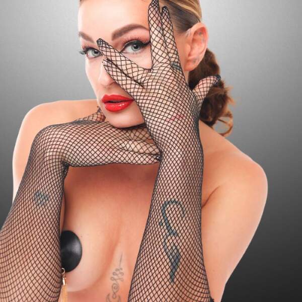 Kinky Diva - My Second Skin - Handschoenen - Visnet - Zwart - Afbeelding 4