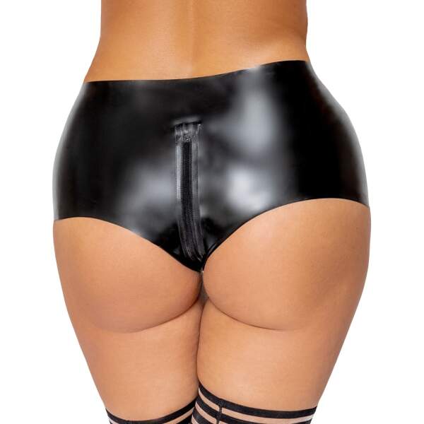 The LateX Collection - Short - Doorlopende Rits - Latex - Zwart - Afbeelding 2