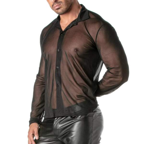 TOF PARIS - Blouse - Lange Mouwen - Kraag - Gaas - Zwart - Afbeelding 2