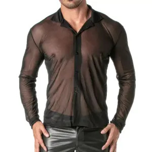 TOF PARIS - Blouse - Lange Mouwen - Kraag - Gaas - Zwart