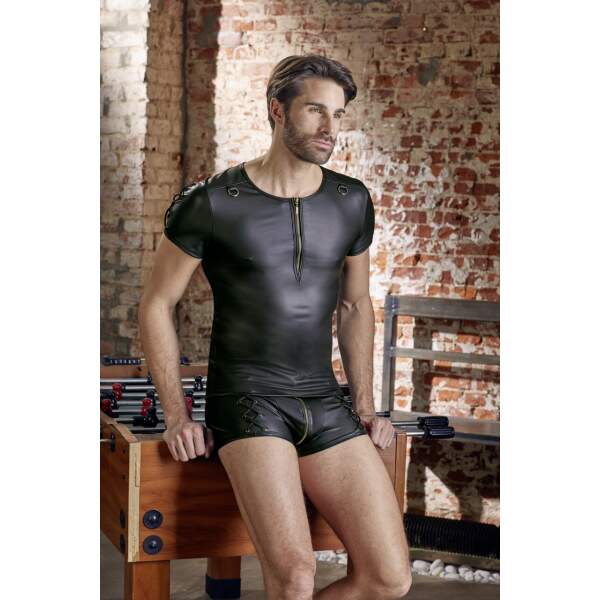 Nek - Short met Rits en Veter - Wetlook - Zwart - Afbeelding 4