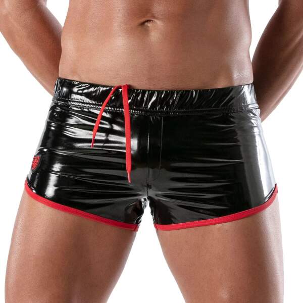 TOF PARIS - Vinyl Mini Short - Lak - Rood Detail - Zwart