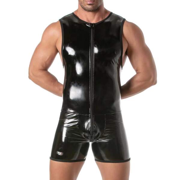 TOF PARIS - Kinky Bodysuit - 3-delige Rits - Lak - Zwart