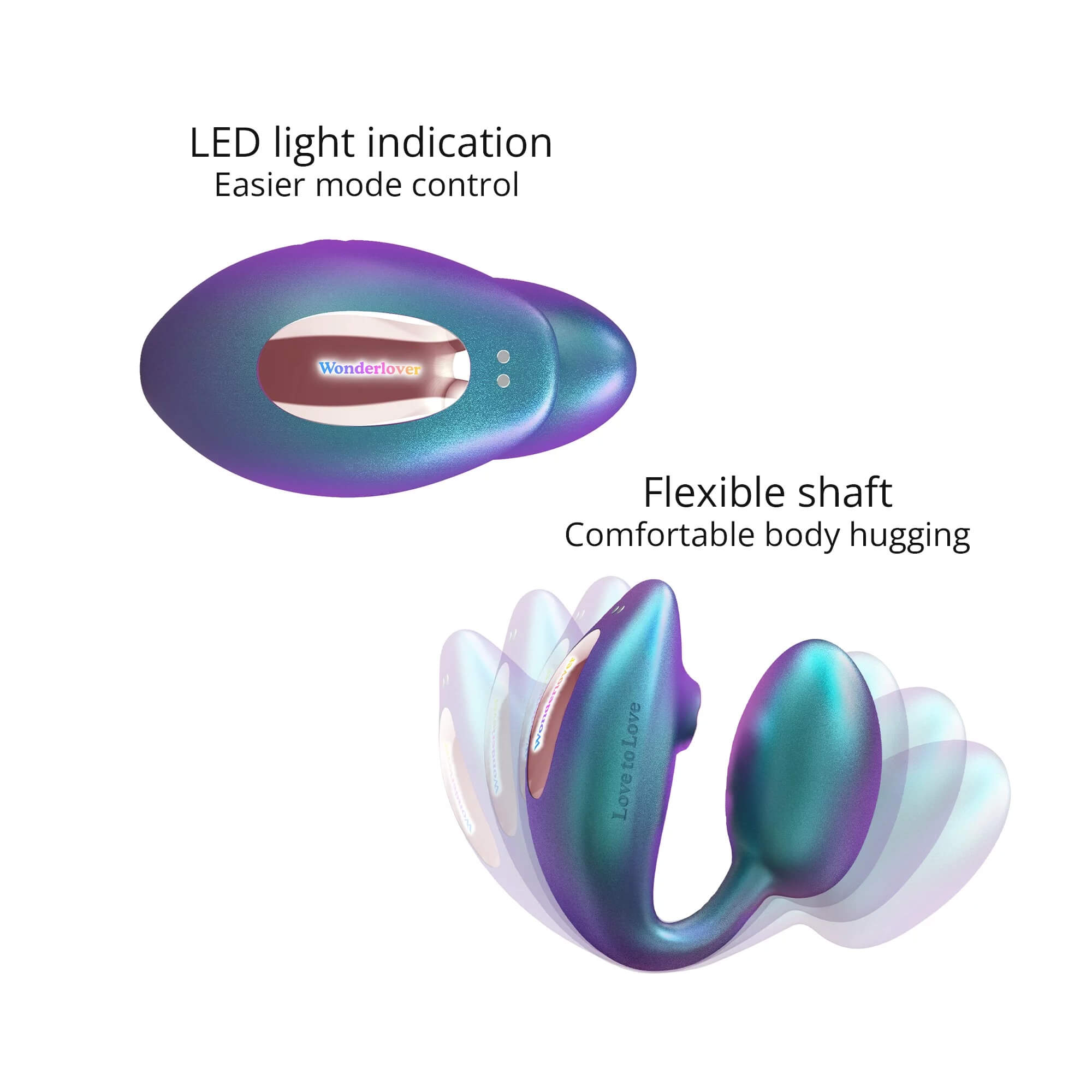 Love to Love - Wonderlover - Dual Stimulator - Clitoris Vibrator - G-Spot Vibrator - Luchtdruk - Remote - Turquoise - Afbeelding 3