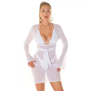 Koucla - Nissi Beach - Cover-Up Jurkje met Lange Mouw - Wit