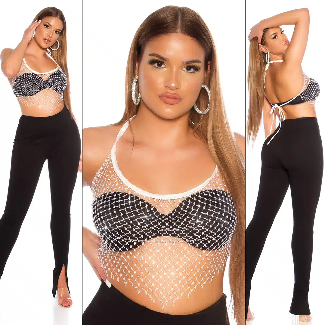 Koucla - Mini Top - Visnet - Strass - Wit - Afbeelding 7