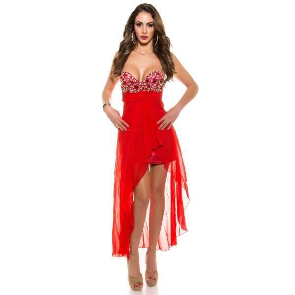 Koucla - Celeste - Crepe Jurk - met Faux Edelsteen - Rood - Afbeelding 2