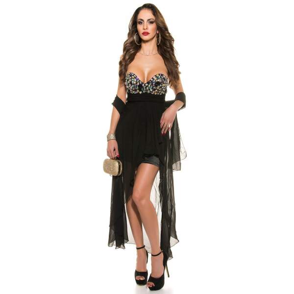 Koucla - Celeste - Crepe Jurk - met Faux Edelsteen - Zwart - Afbeelding 7