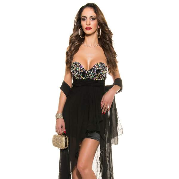Koucla - Celeste - Crepe Jurk - met Faux Edelsteen - Zwart - Afbeelding 2