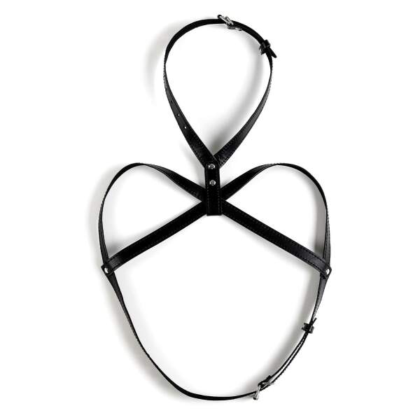 Virgite - Bondage Borst Harnas - PU-leer - Zwart - Afbeelding 2