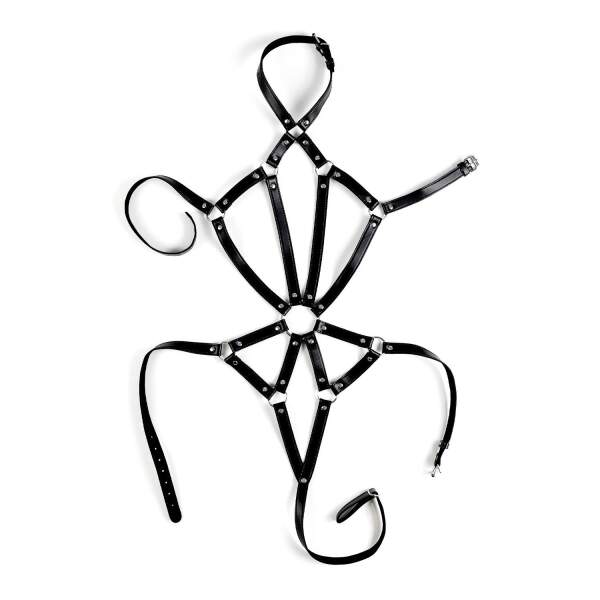 Virgite - Bondage Harnas - Verstelbaar - PU-leer - Zwart - Afbeelding 2