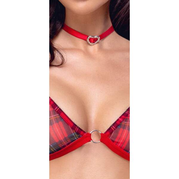 Cottelli Collection - 3-delig Lingerie Setje - Gaas - Parelsnoer - Rood - Afbeelding 7