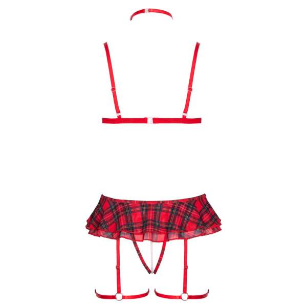 Cottelli Collection - 3-delig Lingerie Setje - Gaas - Parelsnoer - Rood - Afbeelding 6