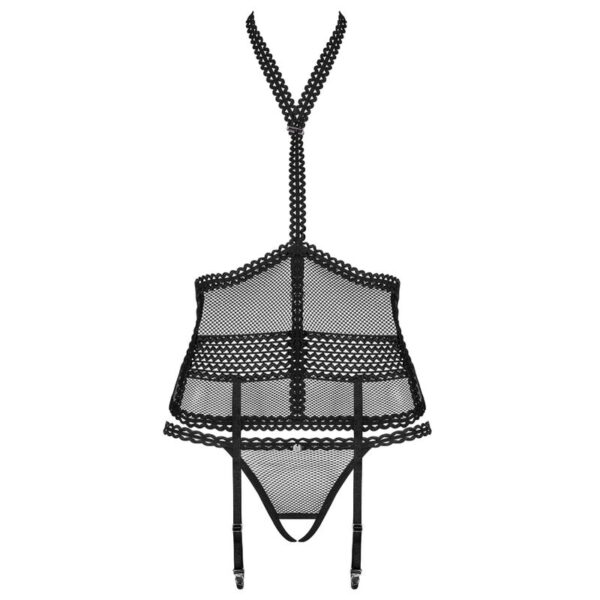 Obsessive - Strapelie Corset - Underbuste Corset - Jarretelles - String - Zwart Maat S/M (=XS/S) - Afbeelding 3