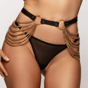 Kinky Diva - Chain Belt Carmilla - Gouden Kettingen - Verstelbaar - PU-leer - Zwart