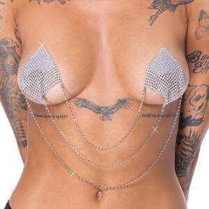 Cottelli - Tepelplakkers - Herbruikbaar - met Ketting - Strass - Zilver
