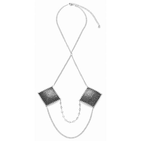 Cottelli - Tepelplakkers - Herbruikbaar - met Ketting - Strass - Zwart - Afbeelding 3