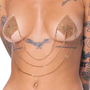 Cottelli - Tepelplakkers - Herbruikbaar - met Ketting - Strass - Goud