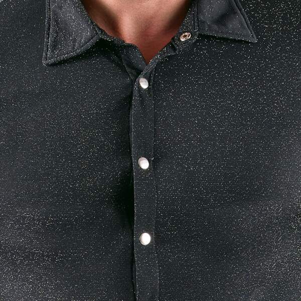 Svenjoyment Glittershirt met kraag en drukknopen close