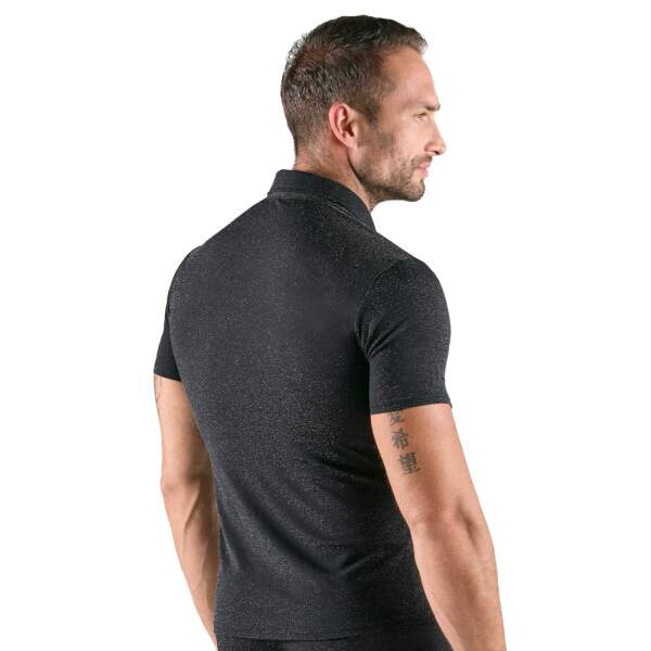 Svenjoyment Glittershirt met kraag en drukknopen zij