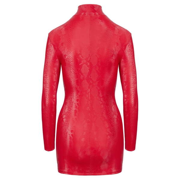 Cottelli Collection - Jurk Snake - Snakeprint - Rits - Wetlook - Rood - Afbeelding 6