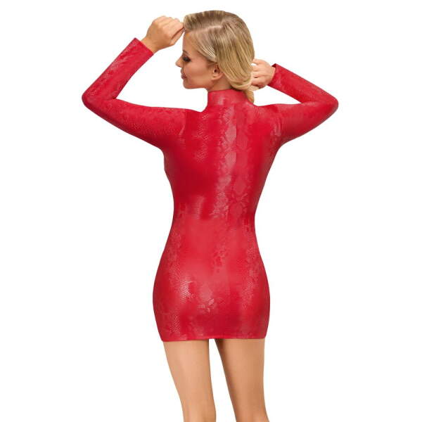 Cottelli Collection - Jurk Snake - Snakeprint - Rits - Wetlook - Rood - Afbeelding 3
