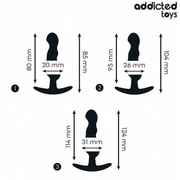 Addicted Toys - Anal Training Kit - 3 Butt Plugs - Model B - Siliconen - Zwart - Afbeelding 6