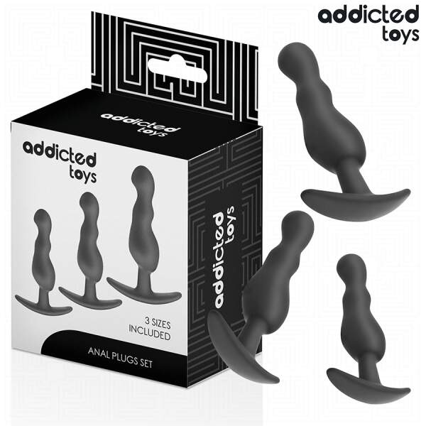 Addicted Toys - Anal Training Kit - 3 Butt Plugs - Model B - Siliconen - Zwart - Afbeelding 4
