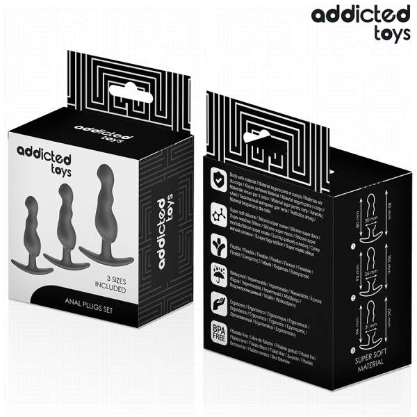 Addicted Toys - Anal Training Kit - 3 Butt Plugs - Model B - Siliconen - Zwart - Afbeelding 5